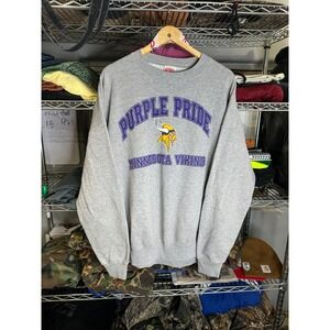 Vintage Nutmeg Mills Minnesota Vikings Purple Pride Crewneck Sweatshirt XXL